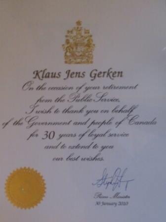 Retirement certificate